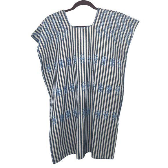 Tuckernuck Sullivan Cotton Striped Embroidered Caftan Vacation Swim Cover Up Sma - Picture 12 of 16